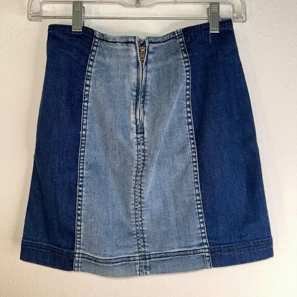PacSun Womens (24) XS Retro Denim Patchwork Colorblocked Streetwear Mini Skirt - Picture 2 of 5